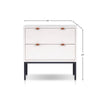 Lio Modern Nightstand with 2 Drawers | Gray Metal Legs | Glam White