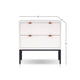 Lio Modern Nightstand with 2 Drawers | Gray Metal Legs | Glam White