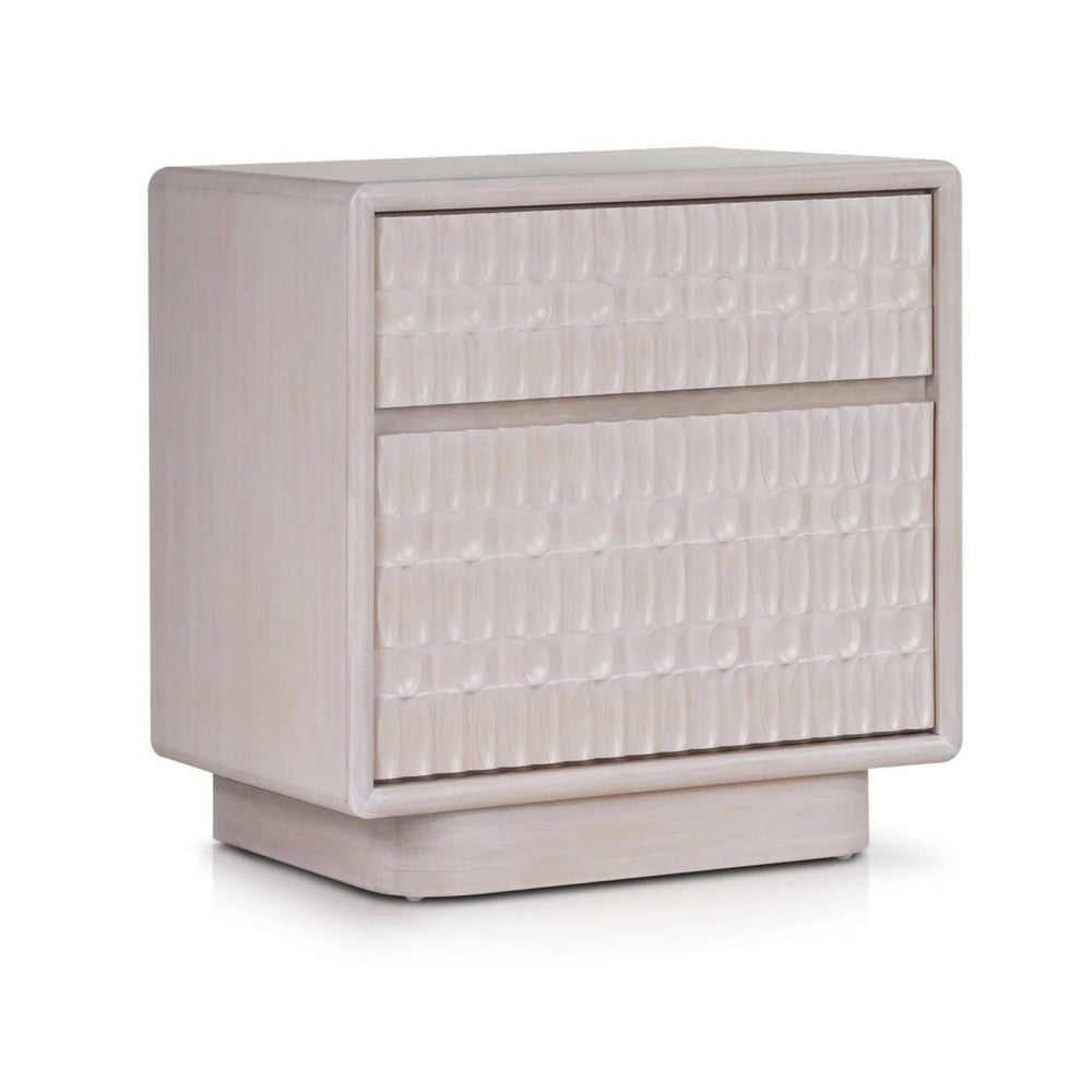 Lya Nightstand | 2 Soft Close Drawers | Contemporary Whitewash