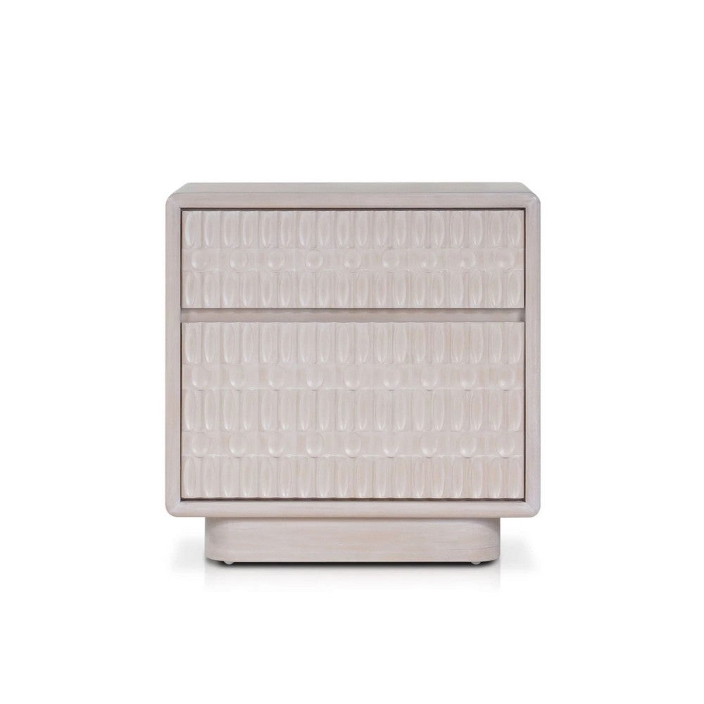 Lya Nightstand | 2 Soft Close Drawers | Contemporary Whitewash