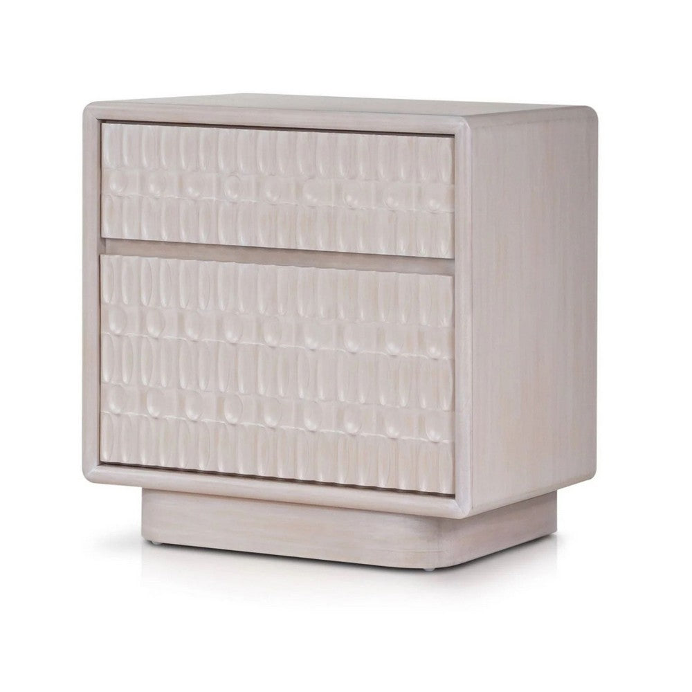Lya Nightstand | 2 Soft Close Drawers | Contemporary Whitewash