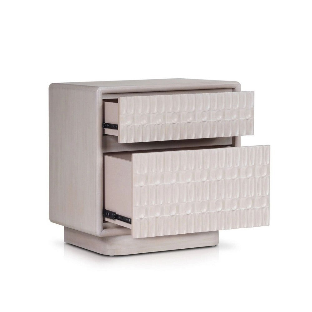 Lya Nightstand | 2 Soft Close Drawers | Contemporary Whitewash