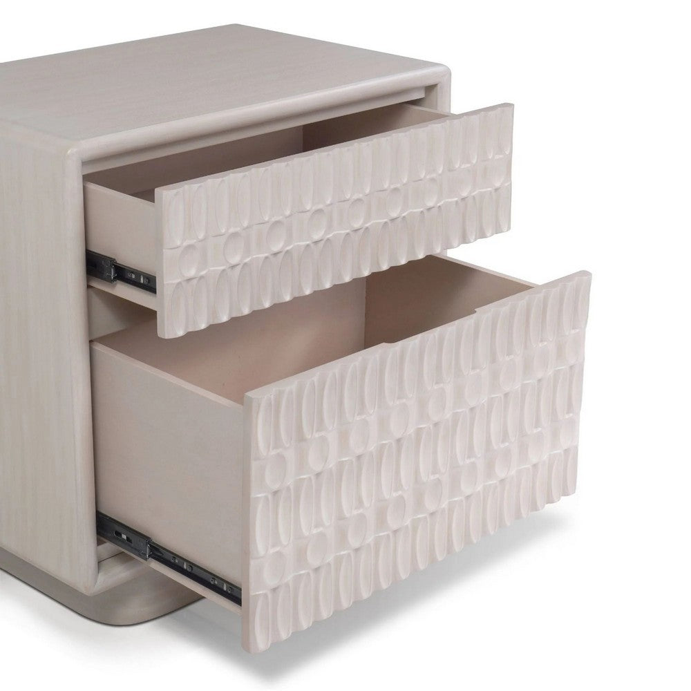 Lya Nightstand | 2 Soft Close Drawers | Contemporary Whitewash
