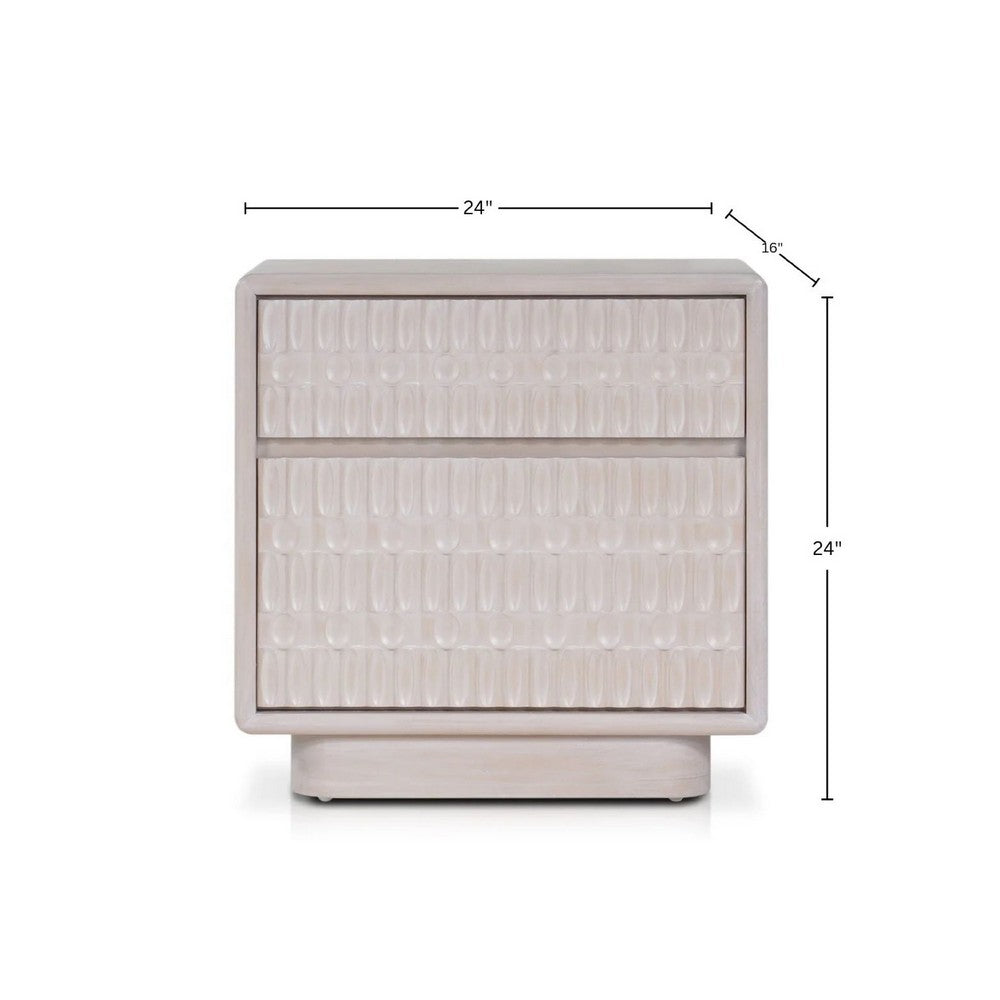 Lya Nightstand | 2 Soft Close Drawers | Contemporary Whitewash