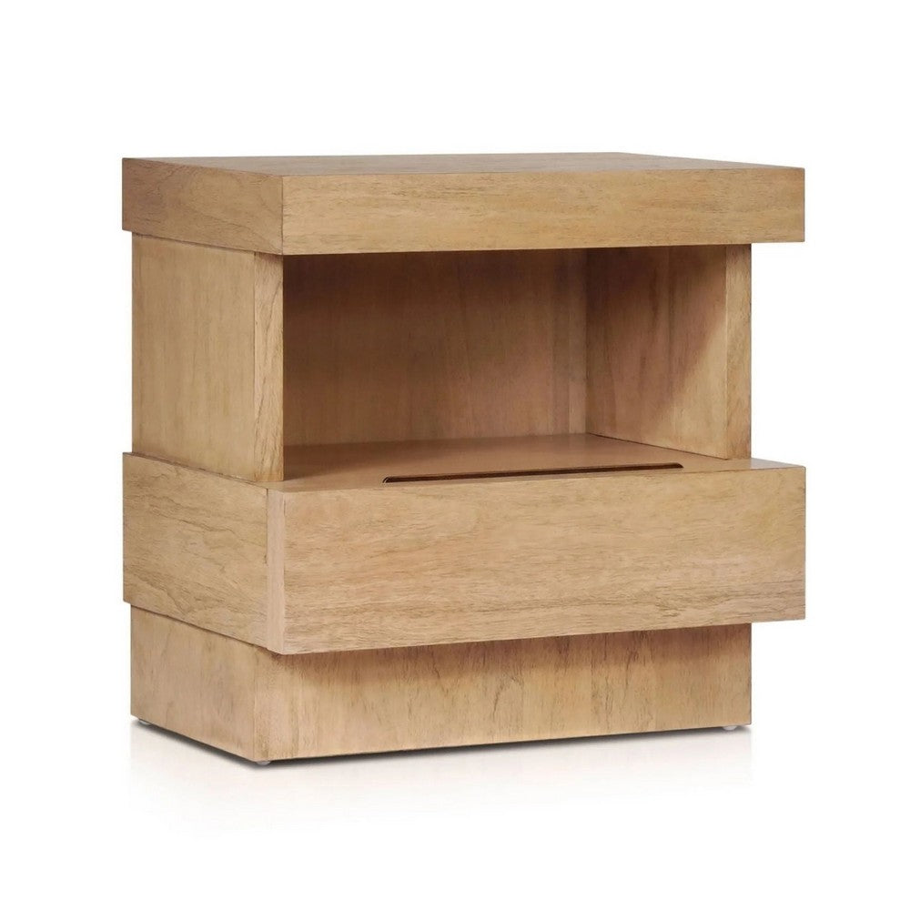 Koa Nightstand | 1 Drawer and Fixed Shelf | Modern Oak Brown