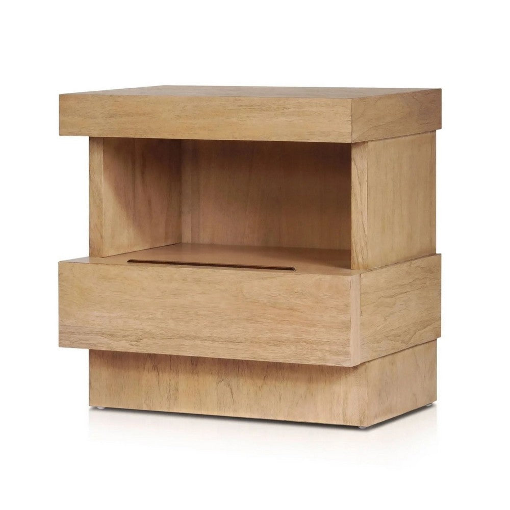 Koa Nightstand | 1 Drawer and Fixed Shelf | Modern Oak Brown