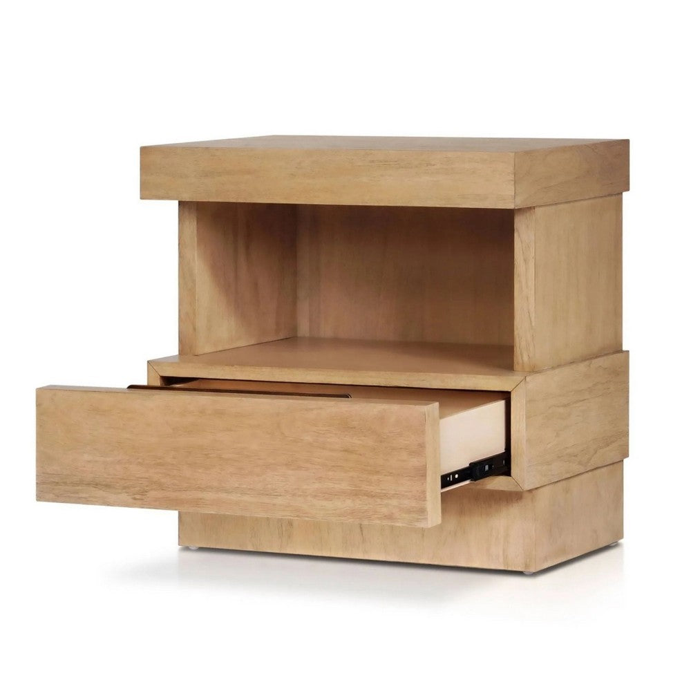 Koa Nightstand | 1 Drawer and Fixed Shelf | Modern Oak Brown