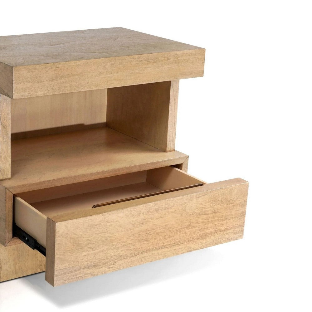 Koa Nightstand | 1 Drawer and Fixed Shelf | Modern Oak Brown
