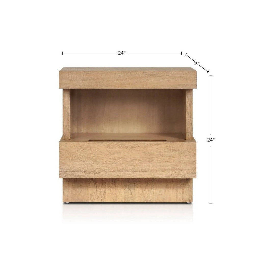 Koa Nightstand | 1 Drawer and Fixed Shelf | Modern Oak Brown