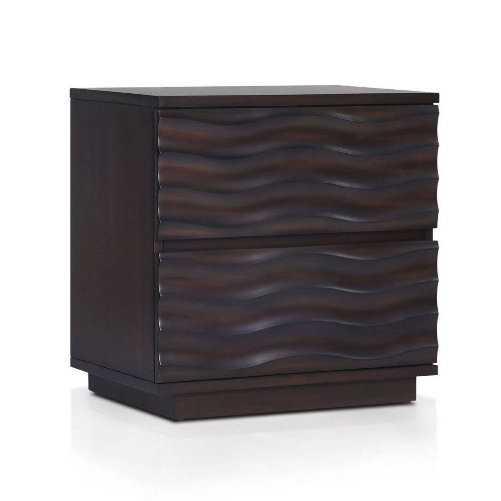 Roa Modern Nightstand | 2 Soft Closing Drawers | Antique Brown