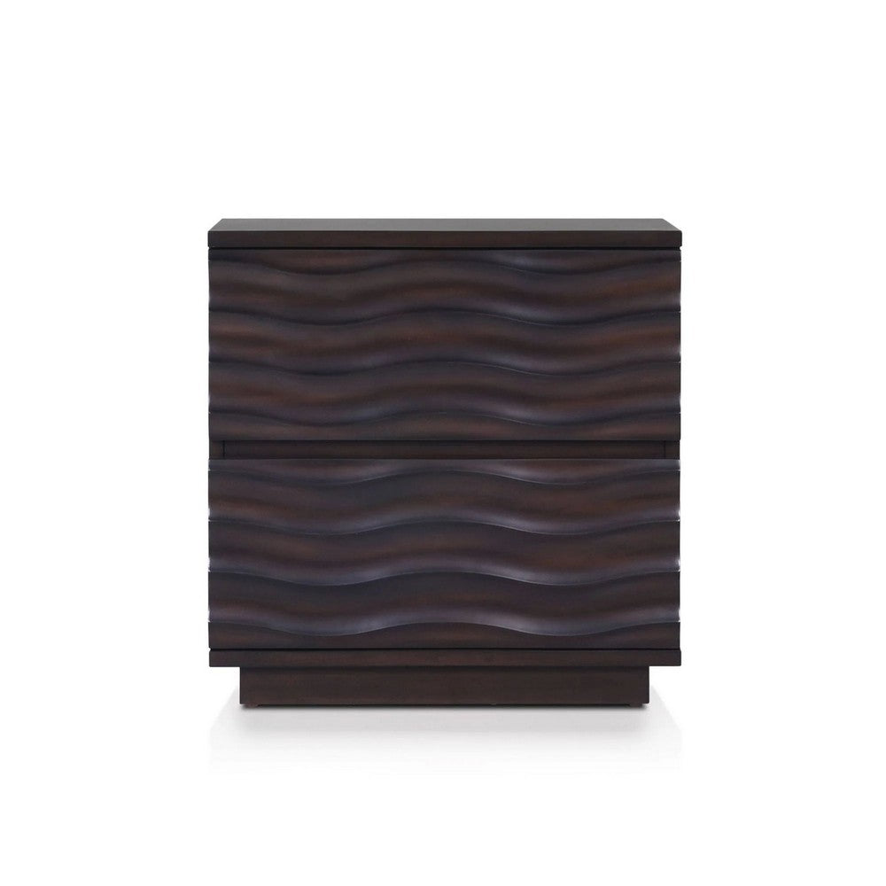 Roa Modern Nightstand | 2 Soft Closing Drawers | Antique Brown