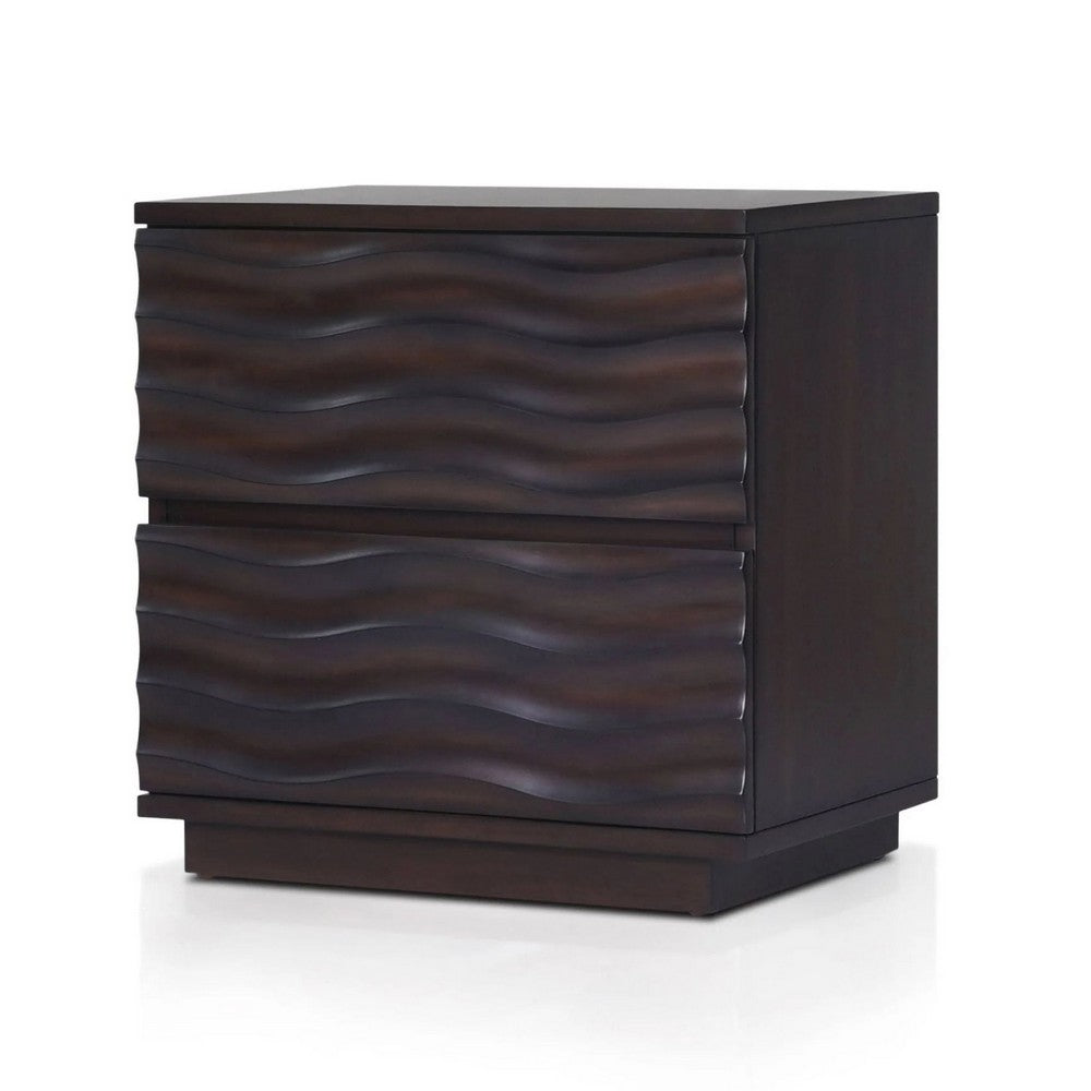 Roa Modern Nightstand | 2 Soft Closing Drawers | Antique Brown
