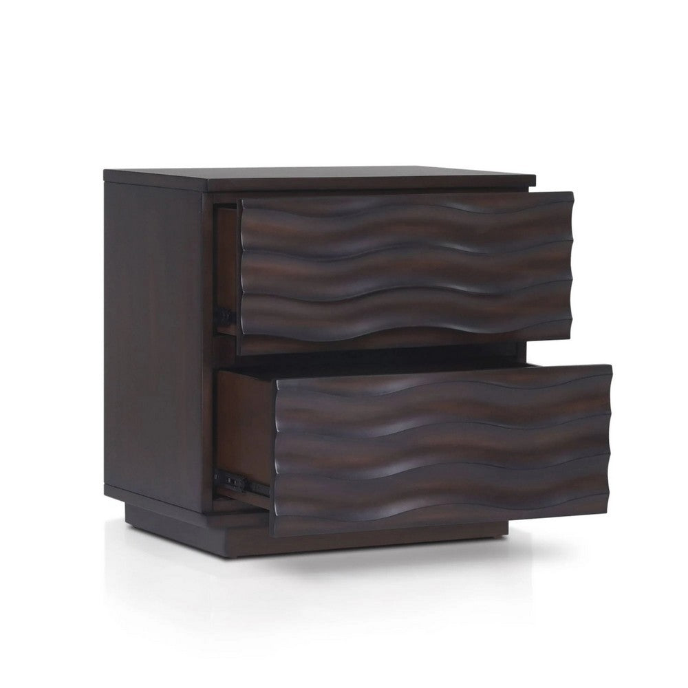 Roa Modern Nightstand | 2 Soft Closing Drawers | Antique Brown
