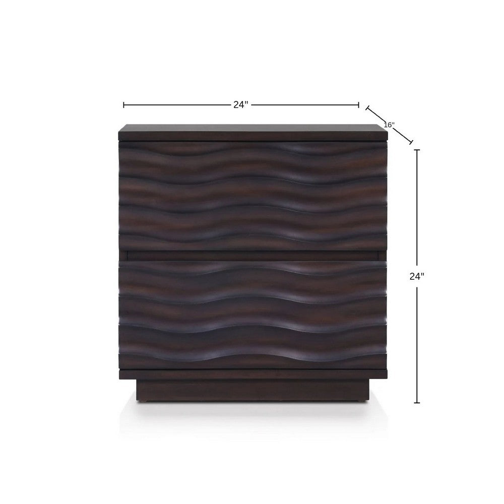 Roa Modern Nightstand | 2 Soft Closing Drawers | Antique Brown