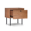 Noah Nightstand with 1 Drawer | Black Metal Legs | Chestnut Brown