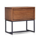 Rya Nightstand with 1 Drawer | Gray Metal Legs | Teak Brown