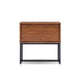 Rya Nightstand with 1 Drawer | Gray Metal Legs | Teak Brown