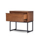 Rya Nightstand with 1 Drawer | Gray Metal Legs | Teak Brown