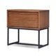 Rya Nightstand with 1 Drawer | Gray Metal Legs | Teak Brown