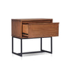 Rya Nightstand with 1 Drawer | Gray Metal Legs | Teak Brown