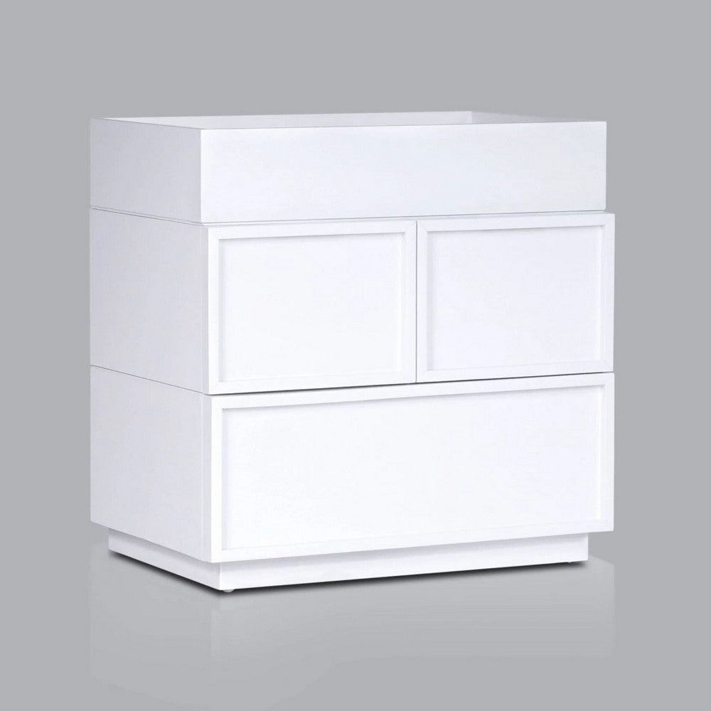 Sena Nightstand with Tray Top | 2 Soft Close Drawers | Glam White