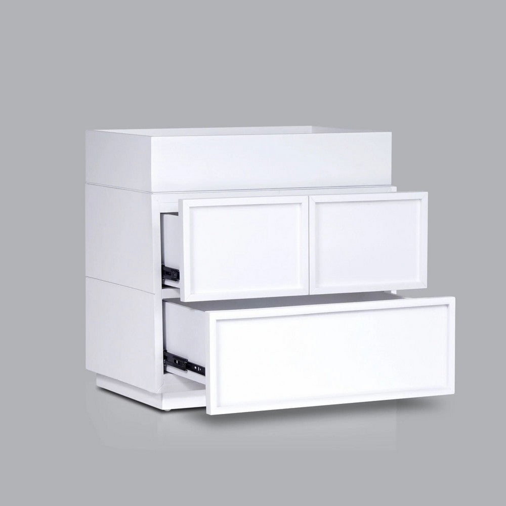 Sena Nightstand with Tray Top | 2 Soft Close Drawers | Glam White
