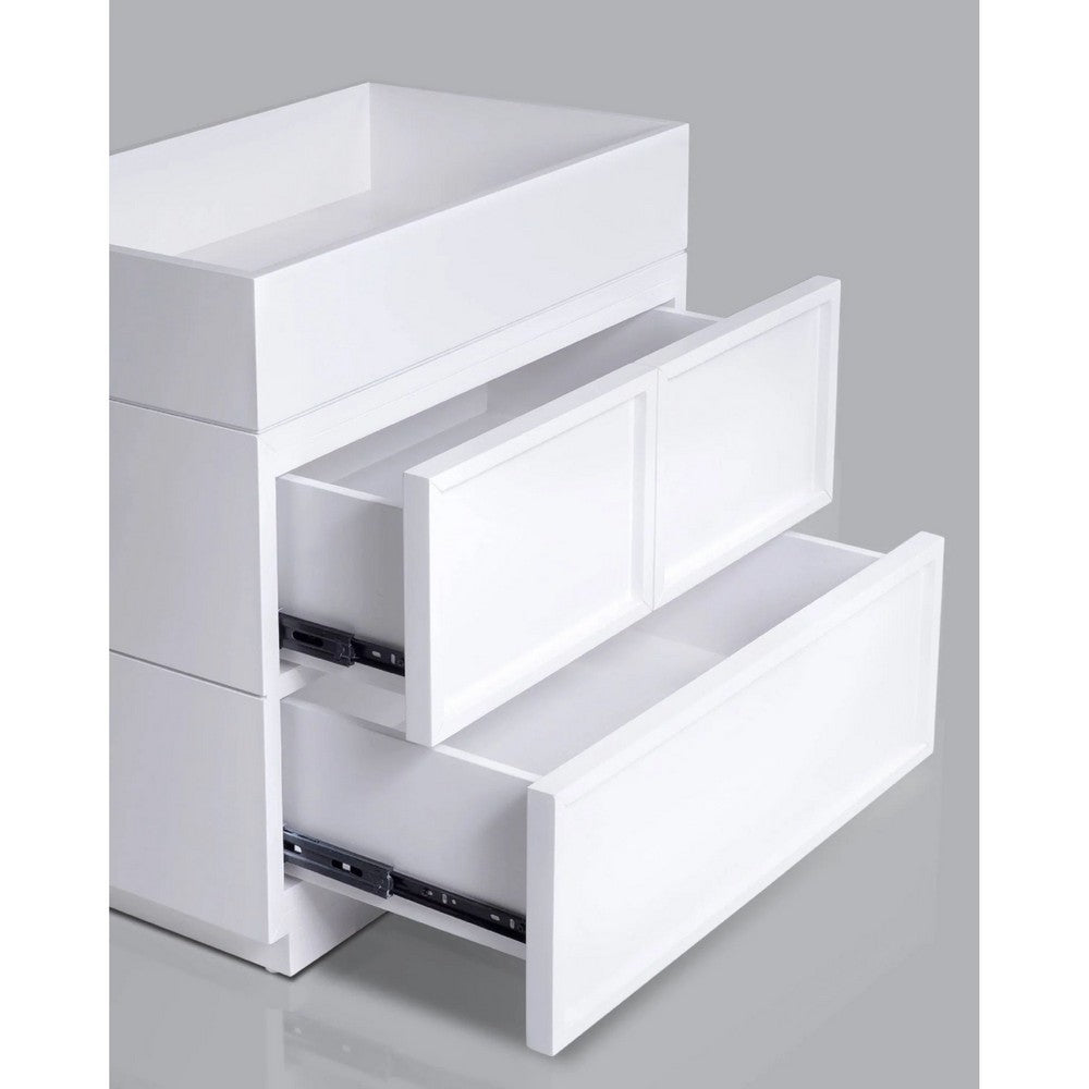 Sena Nightstand with Tray Top | 2 Soft Close Drawers | Glam White