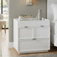 Sena Nightstand with Tray Top | 2 Soft Close Drawers | Glam White