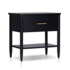 Lex Bedside Nightstand | 1 Drawer and Fixed Open Shelf | Black