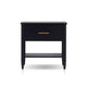 Lex Bedside Nightstand | 1 Drawer and Fixed Open Shelf | Black