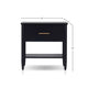 Lex Bedside Nightstand | 1 Drawer and Fixed Open Shelf | Black