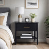 Lex Bedside Nightstand | 1 Drawer and Fixed Open Shelf | Black