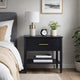 Lex Bedside Nightstand | 1 Drawer and Fixed Open Shelf | Black