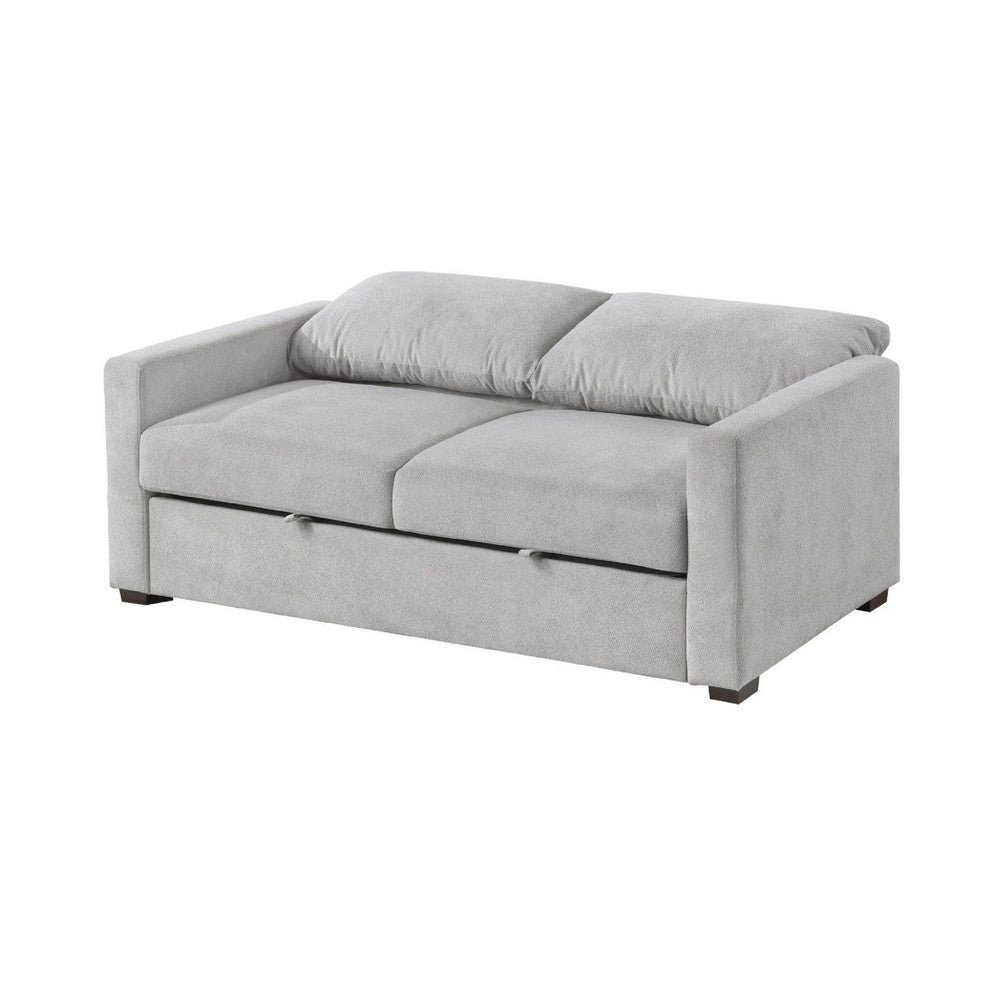 Sleeper Sofa | Track Arms | Gray Polyester Upholstery | Transitional