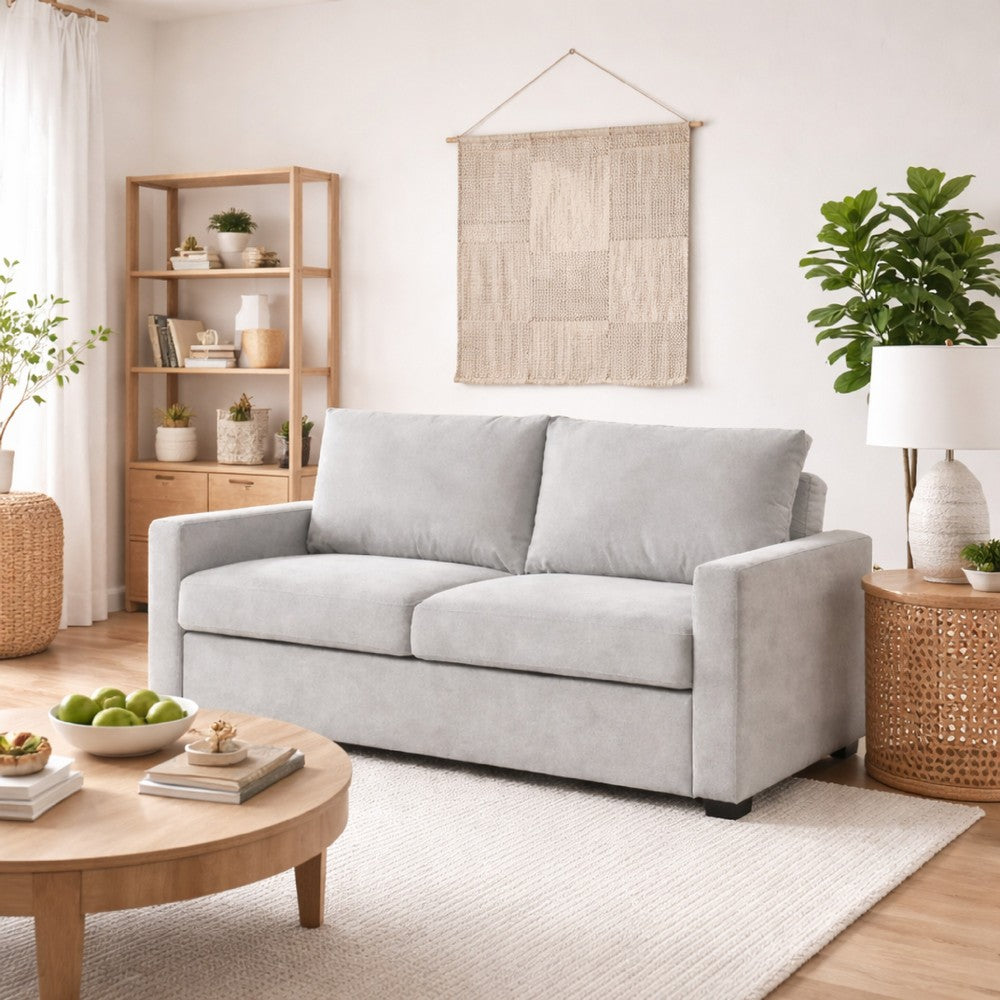 Sleeper Sofa | Track Arms | Gray Polyester Upholstery | Transitional