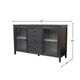 Asim Sideboard Cabinet | 2 Fluted Glass Doors | 3 Drawers | Black 60"