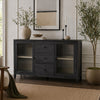 Asim Sideboard Cabinet | 2 Fluted Glass Doors | 3 Drawers | Black 60"