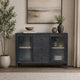 Asim Sideboard Cabinet | 2 Fluted Glass Doors | 3 Drawers | Black 60"