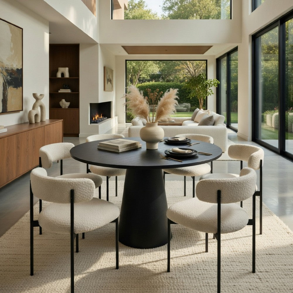 Vecy Counter Height Table |  Tapered Pedestal | Vintage Black | Round 48"