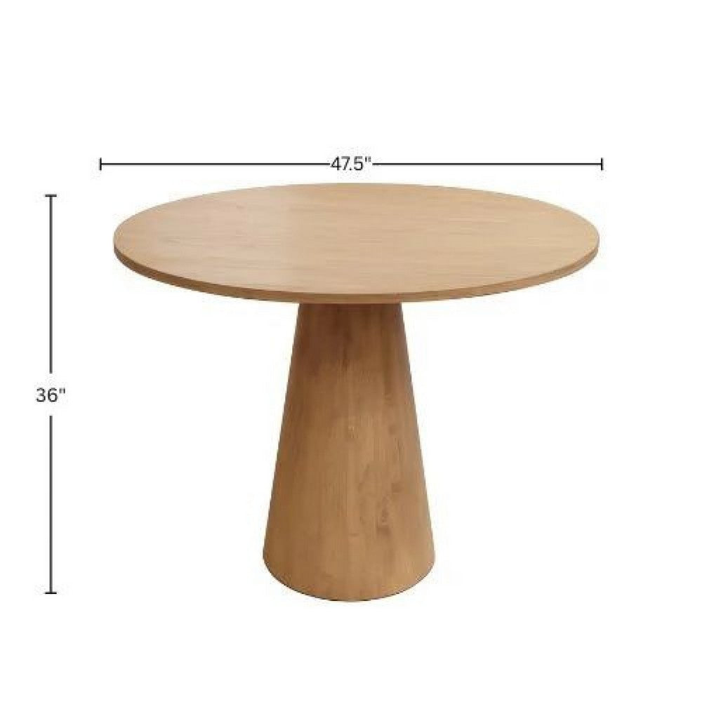 Vecy Counter Height Table |  Tapered Pedestal | Natural Brown | Round 48"