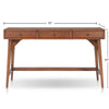 Ian Large Office Desk | 3 Felt Lined Drawers | Chestnut Brown Wood 52"