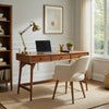 Ian Large Office Desk | 3 Felt Lined Drawers | Chestnut Brown Wood 52"