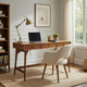 Ian Large Office Desk | 3 Felt Lined Drawers | Chestnut Brown Wood 52"