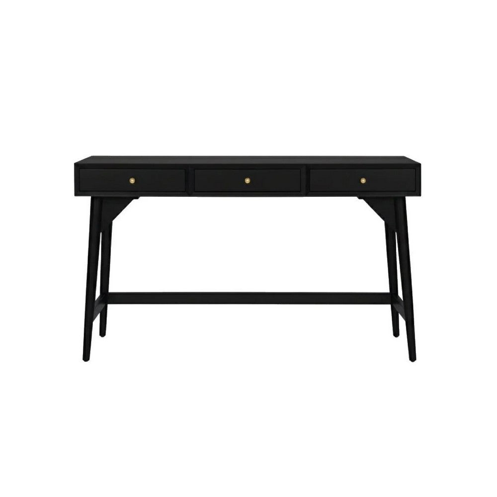Ian Large Office Desk | 3 Felt Lined Drawers | Modern Brown Wood 52"