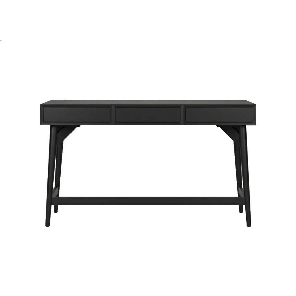 Ian Large Office Desk | 3 Felt Lined Drawers | Modern Brown Wood 52"