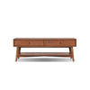 Ian Coffee Table | 2 Drawers and Shelf | Chestnut Brown 48" Rectangular