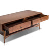Ian Coffee Table | 2 Drawers and Shelf | Chestnut Brown 48" Rectangular
