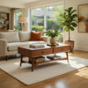 Ian Coffee Table | 2 Drawers and Shelf | Chestnut Brown 48" Rectangular