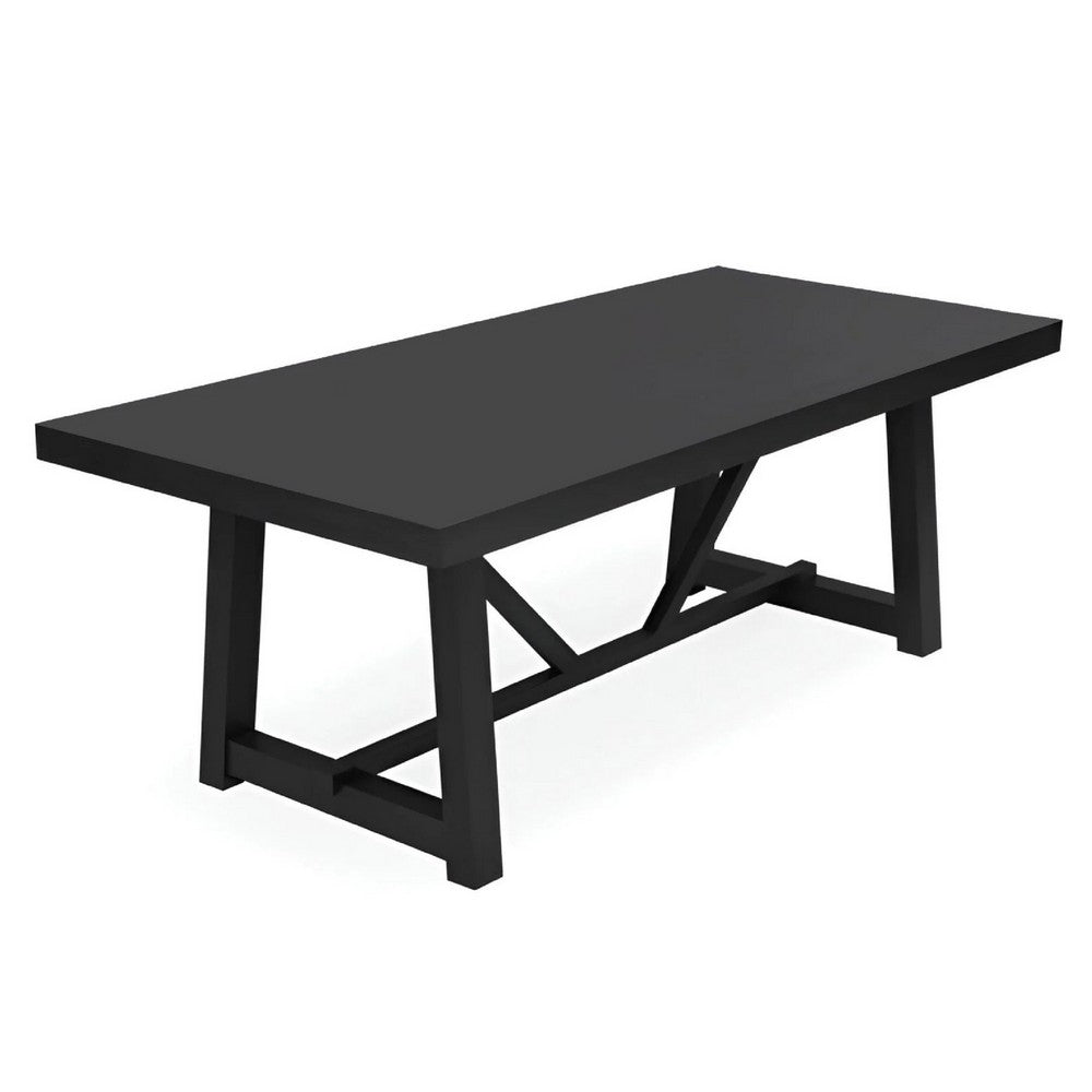 Hela Dining Table | Trestle Base | Japandi Black Wood 84" Rectangular