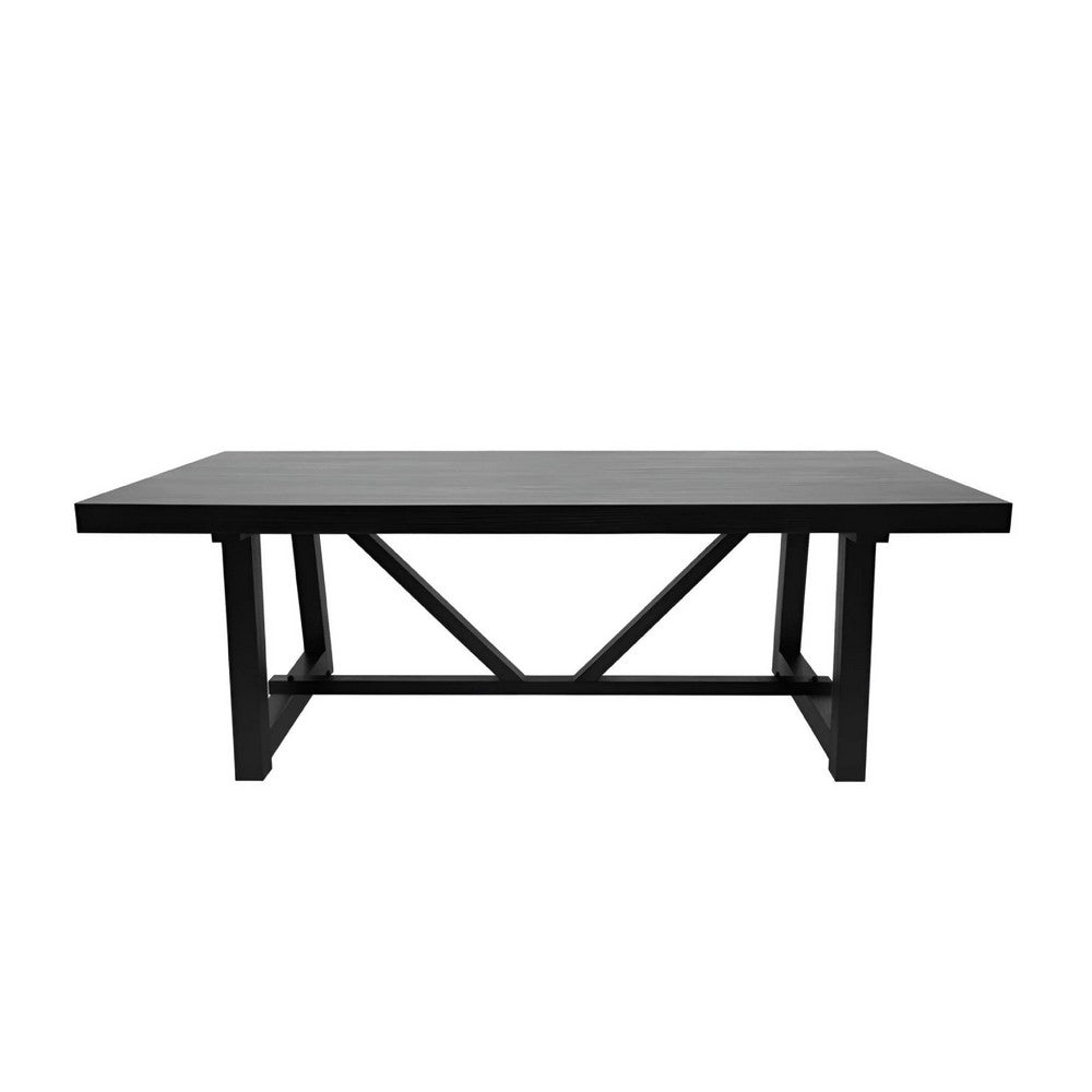 Hela Dining Table | Trestle Base | Japandi Black Wood 84" Rectangular